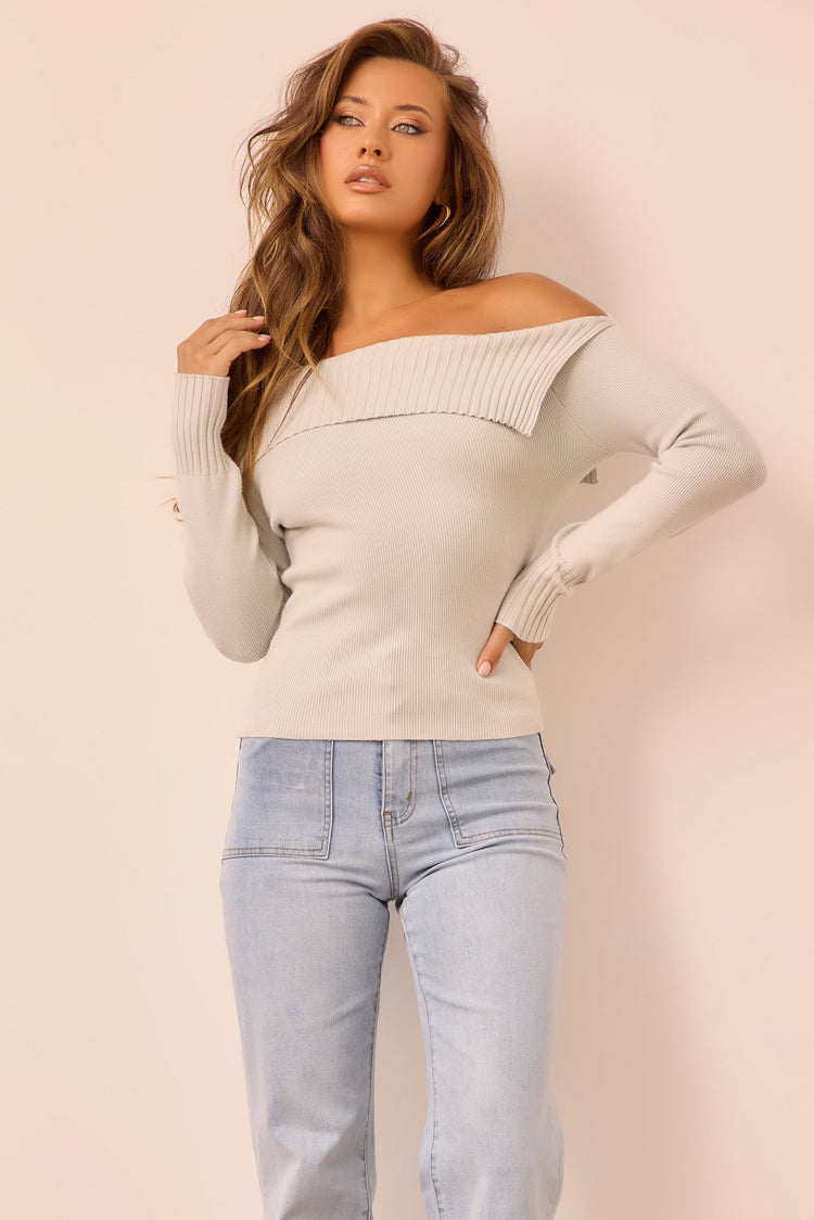 Soft Touch Knit Top - Grey for women