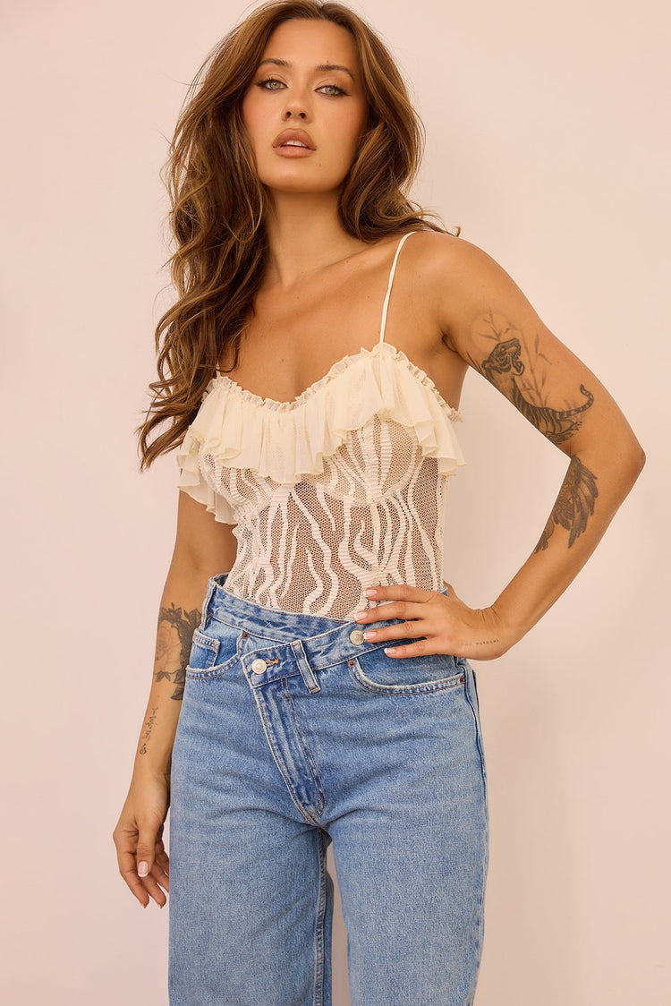 Soft Whispers Lace Bodysuit - Ivory for women