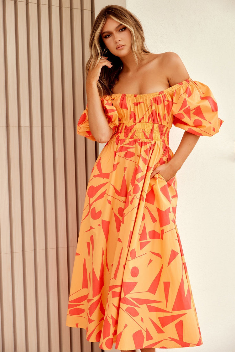 Sonja Midi Dress - Orange Multi for women