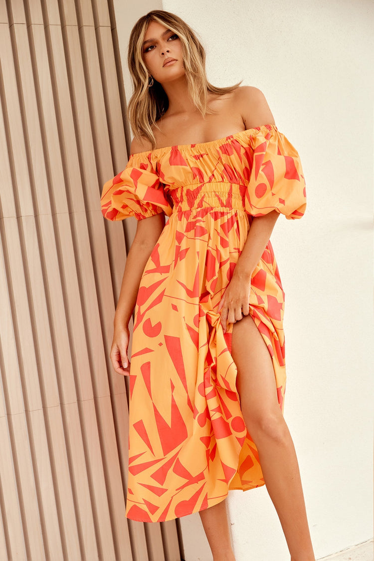 Sonja Midi Dress - Orange Multi for women