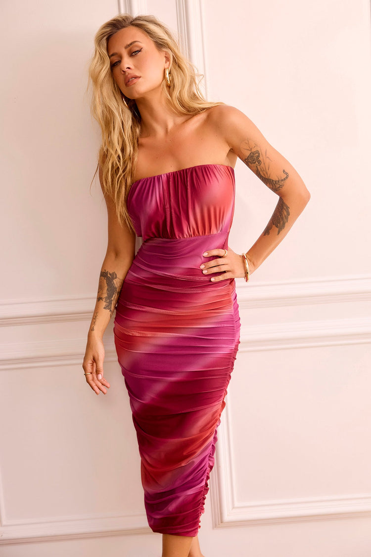 Sorella Midi Dress - Maroon for women