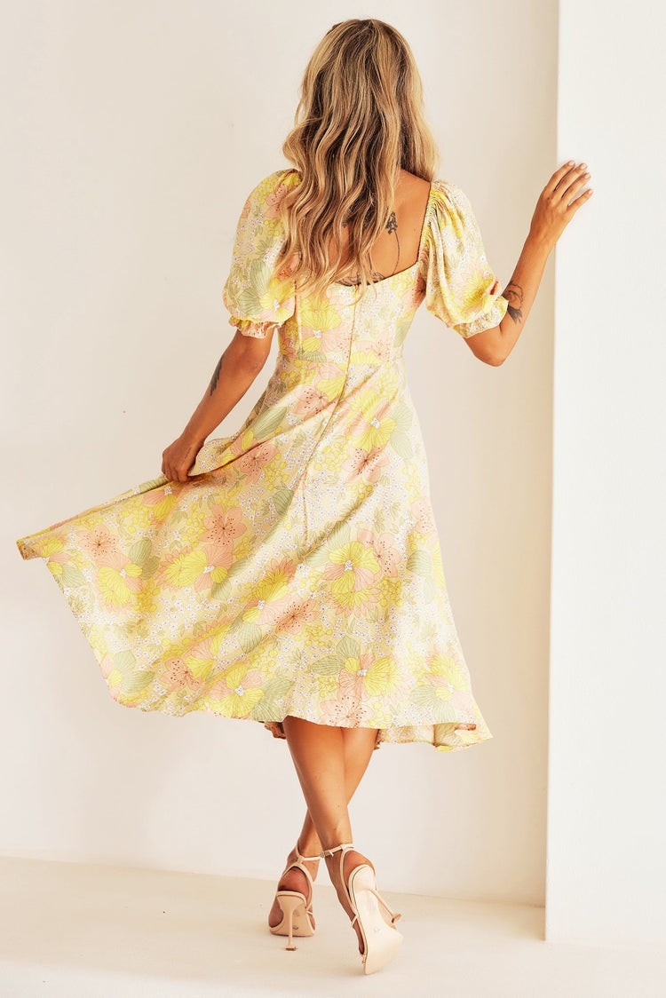 Spellbound Midi Dress - Yellow for women
