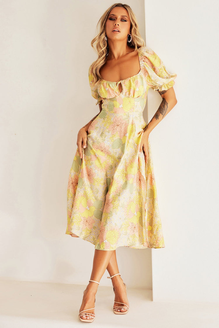 Spellbound Midi Dress - Yellow for women