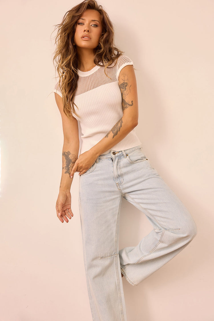 Starlit Dreams Knit Top - White for women