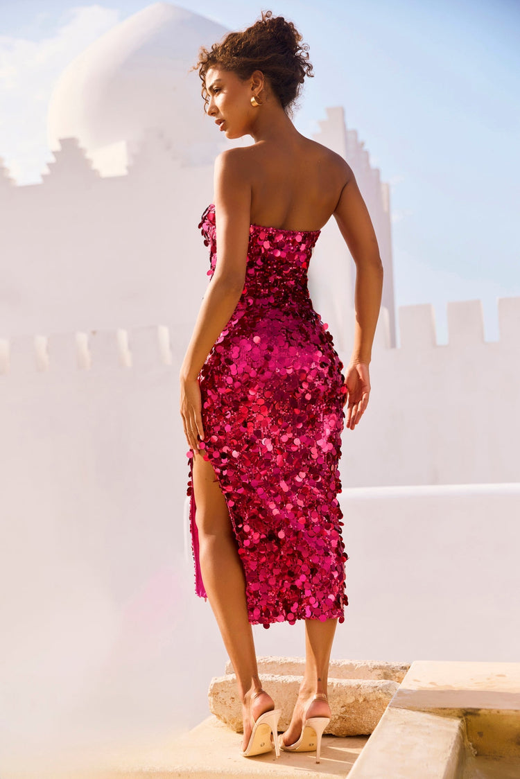 Stay Cute Midi Dress - Hot Pink for women