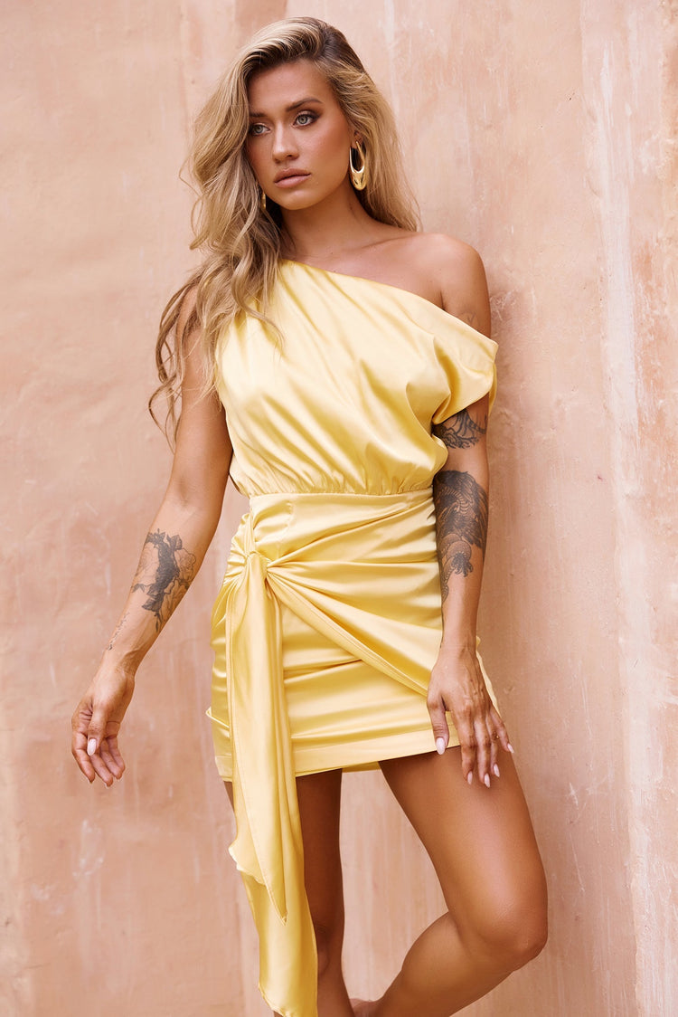 Still Lovers Mini Dress - Lemon for women