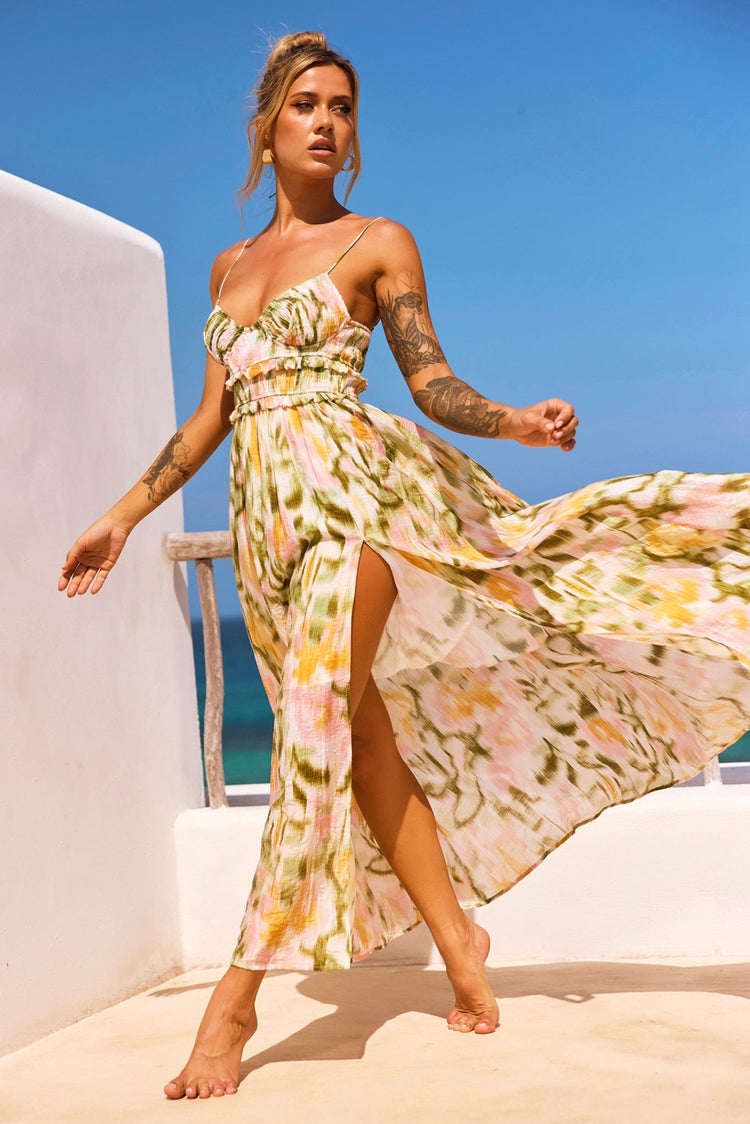 Sun Lover Maxi Dress - Green Multi for women