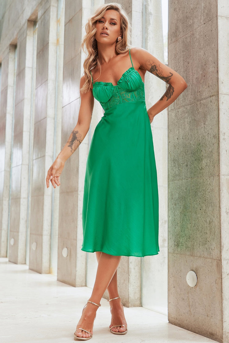 Sure Thing Midi Dress - Emerald for women