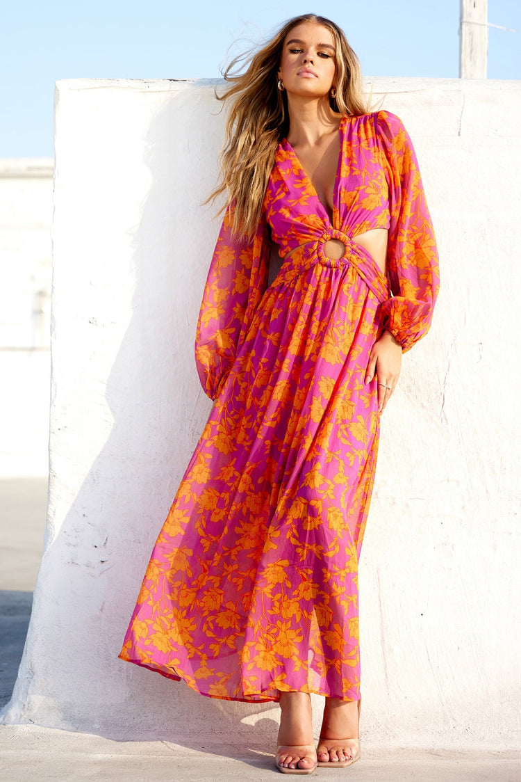Swift Maxi Dress - Pink Orange for women