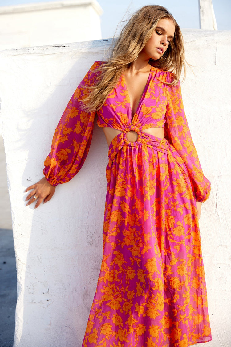 Swift Maxi Dress - Pink Orange for women