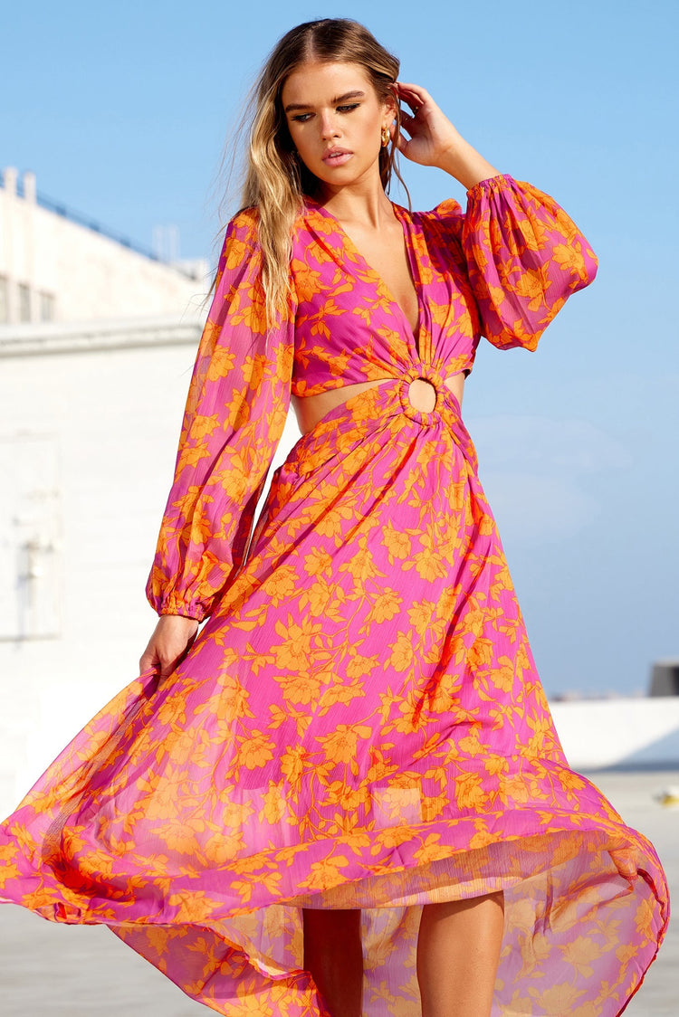 Swift Maxi Dress - Pink Orange for women
