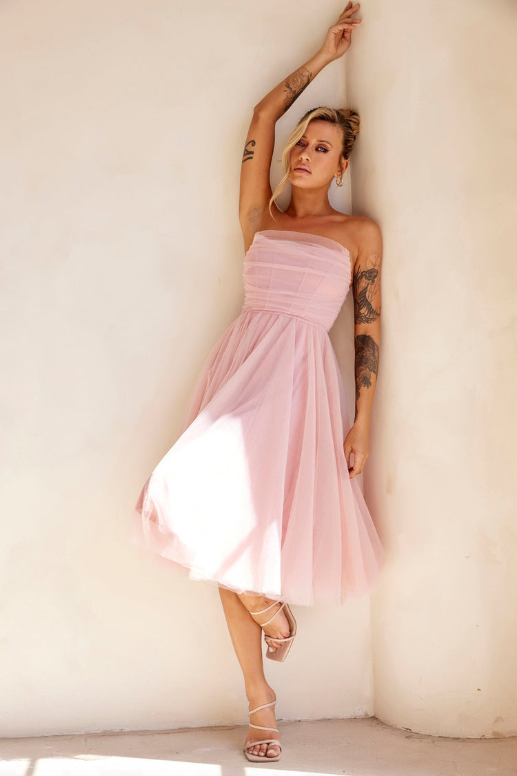 Swingin' It Midi Dress - Blush for women