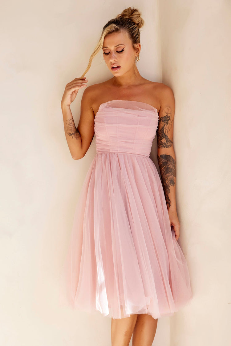 Swingin' It Midi Dress - Blush for women