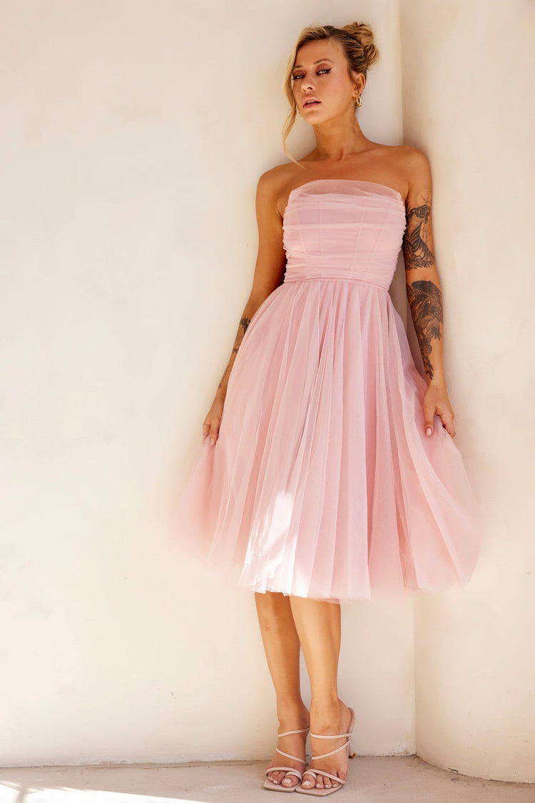 Swingin' It Midi Dress - Blush for women