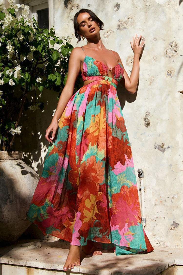 Taking It Maxi Dress - Orange Multi for women