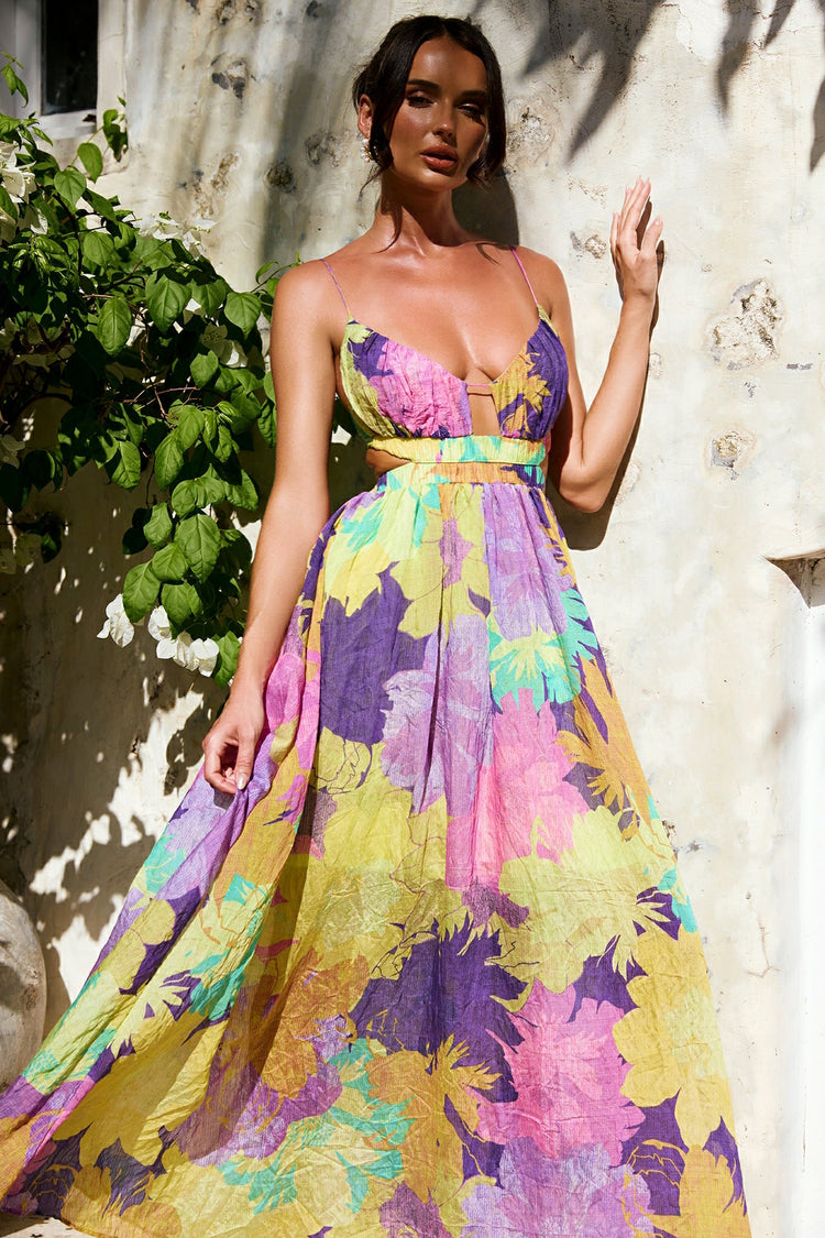 Taking It Maxi Dress - Yellow Multi for women