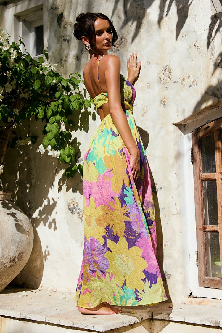 Taking It Maxi Dress - Yellow Multi for women