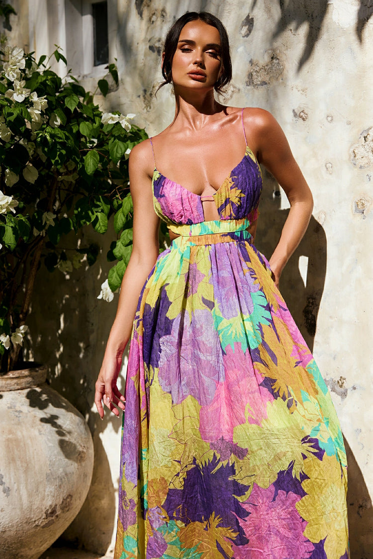 Taking It Maxi Dress - Yellow Multi for women