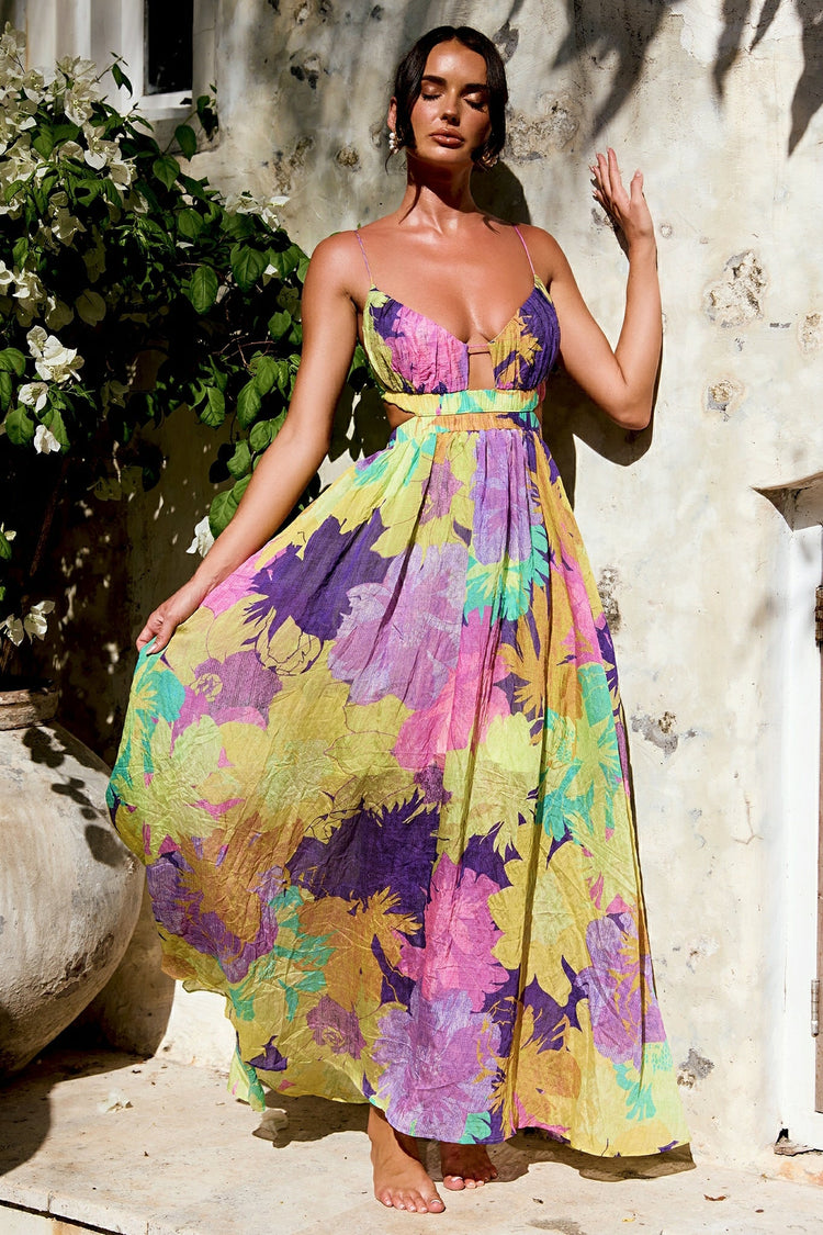 Taking It Maxi Dress - Yellow Multi for women