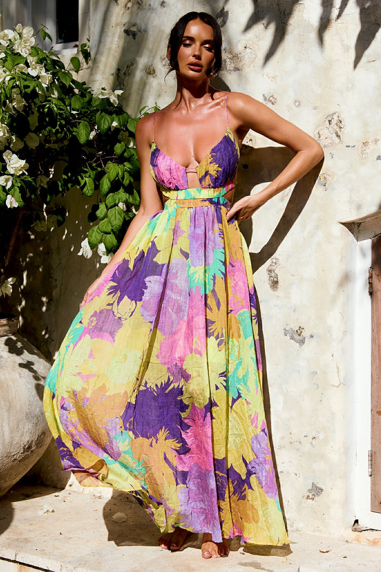 Taking It Maxi Dress - Yellow Multi for women