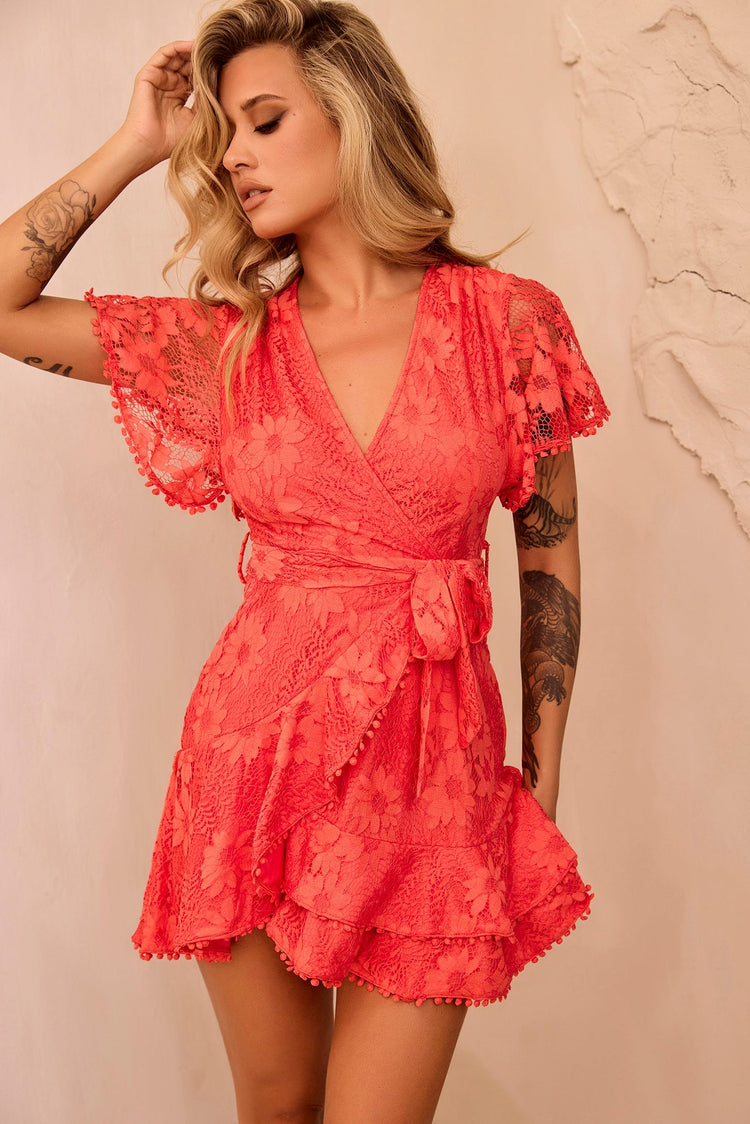 Tickle My Fancy Mini Dress - Red for women