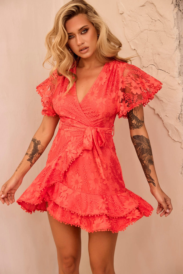 Tickle My Fancy Mini Dress - Red for women