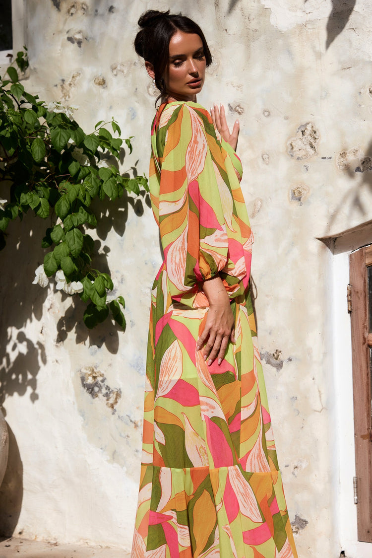 Tropic Muse Chiffon Maxi Dress - Green Multi for women