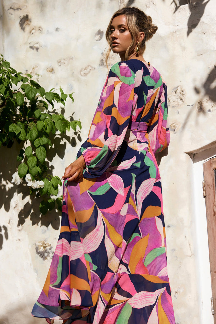 Tropic Muse Chiffon Maxi Dress - Navy Multi for women