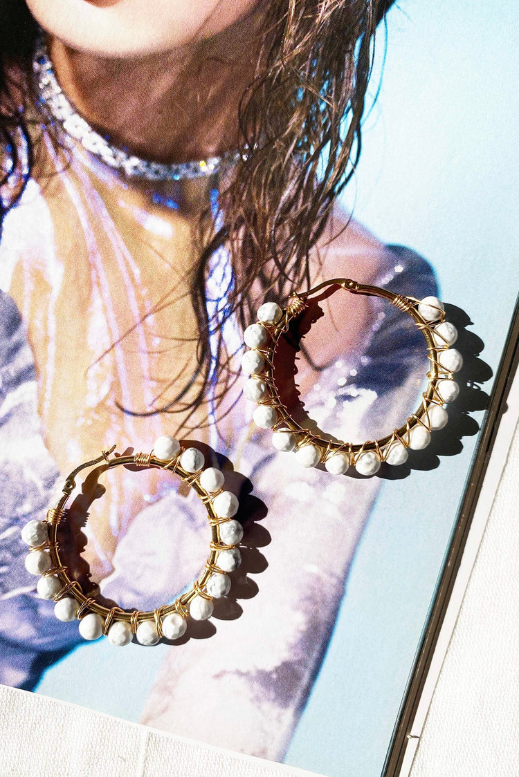 Tuscany Sun Ear Hoops - White for women