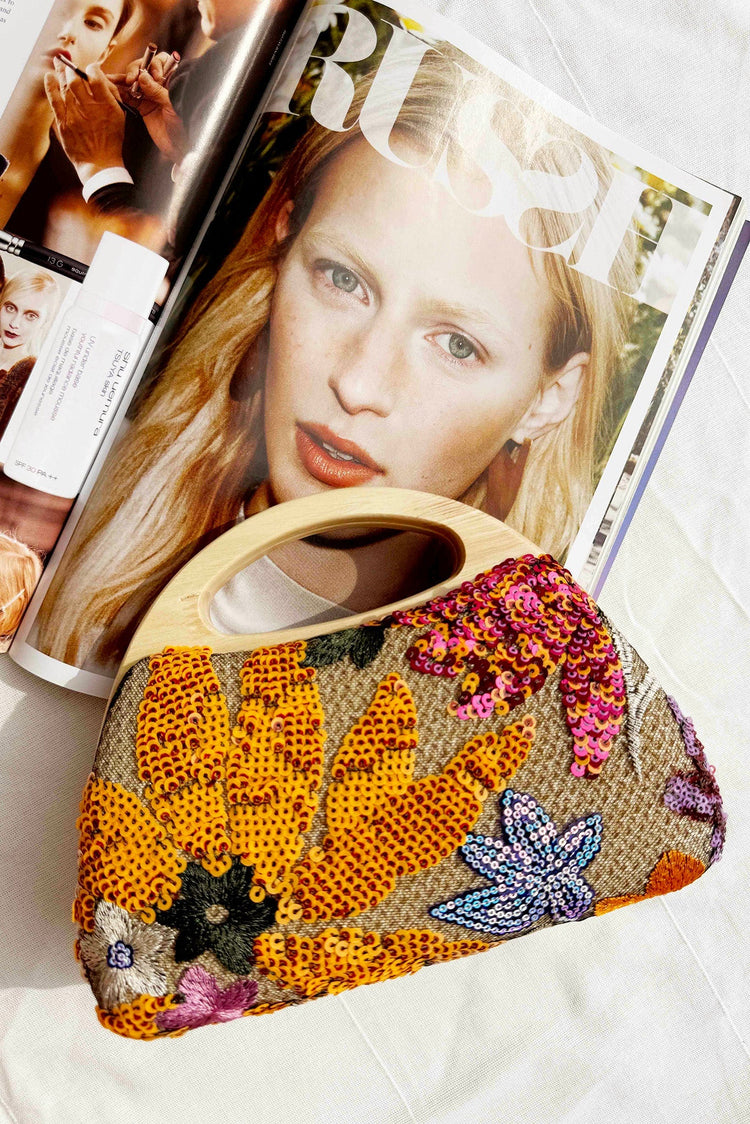 Vintage Summer Clutch Bag - Orange Multi for women