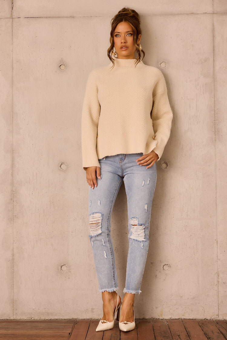Washed Ashore Knit Sweater - Bone for women