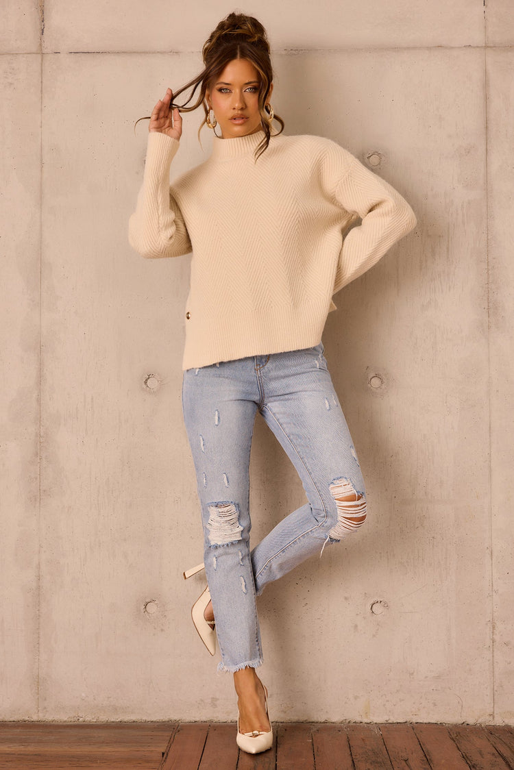 Washed Ashore Knit Sweater - Bone for women