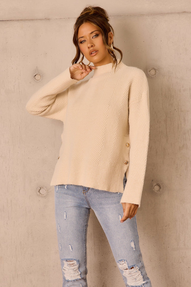 Washed Ashore Knit Sweater - Bone for women