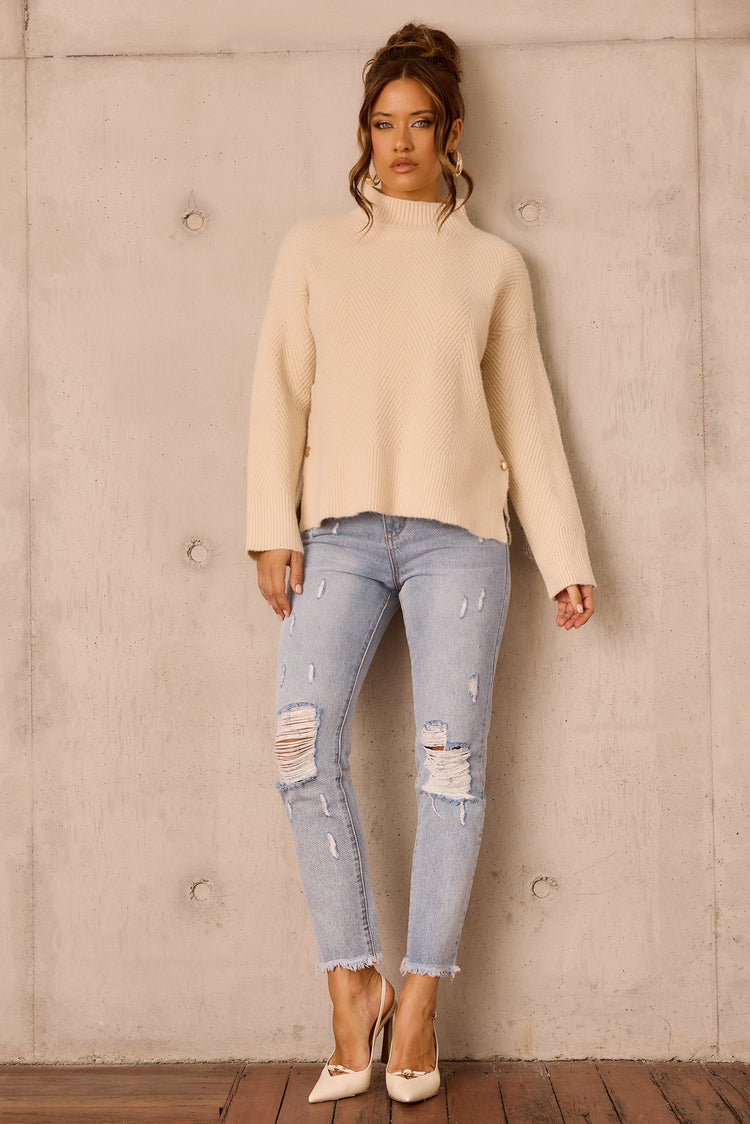 Washed Ashore Knit Sweater - Bone for women