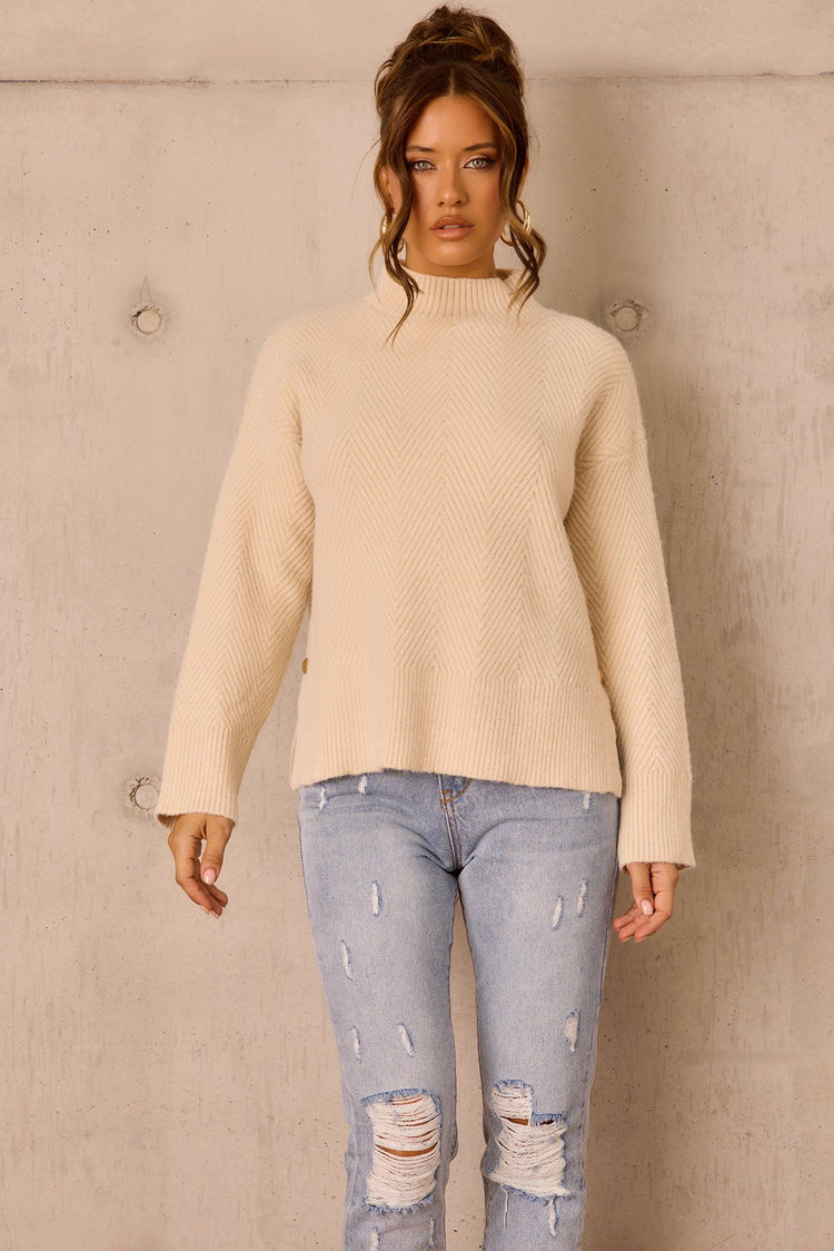 Washed Ashore Knit Sweater - Bone for women
