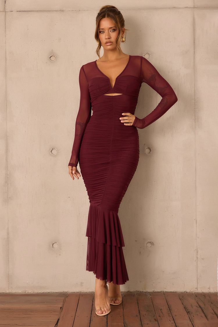 Whispering Love Maxi Dress - Wine for women