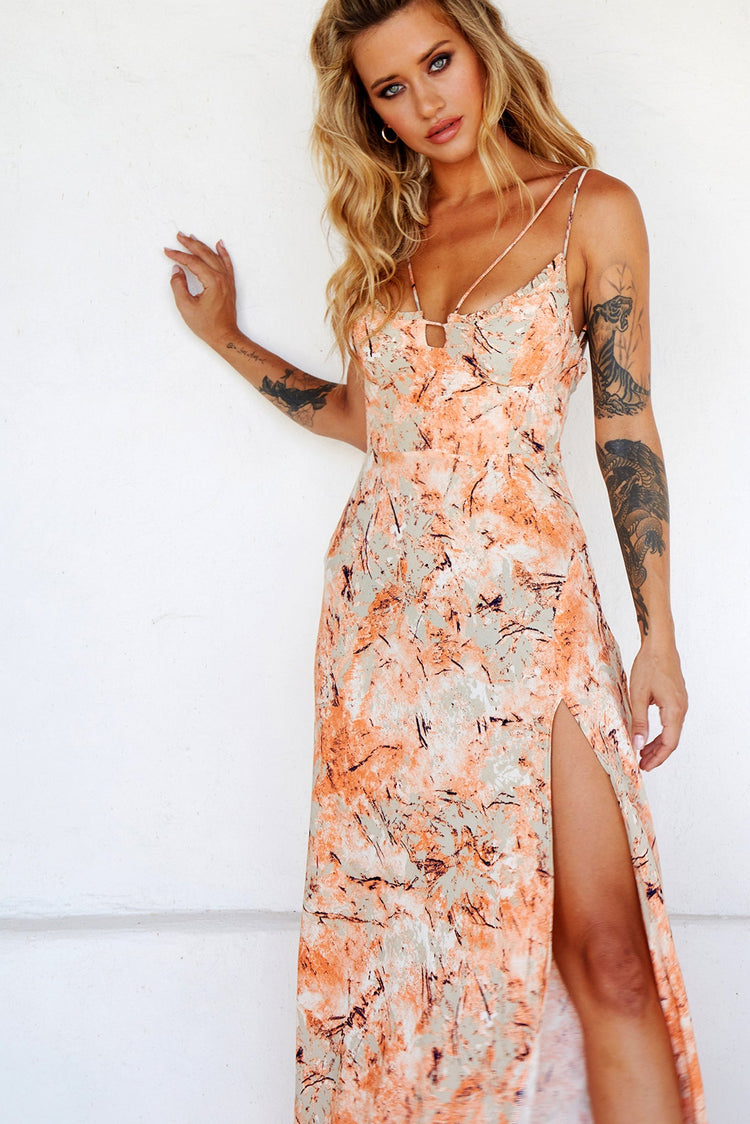 Wishbone Maxi Dress - Orange for women