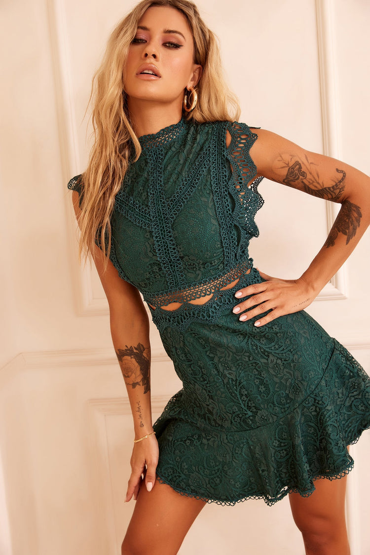 Worth The Chase Dress - Forest Green for women