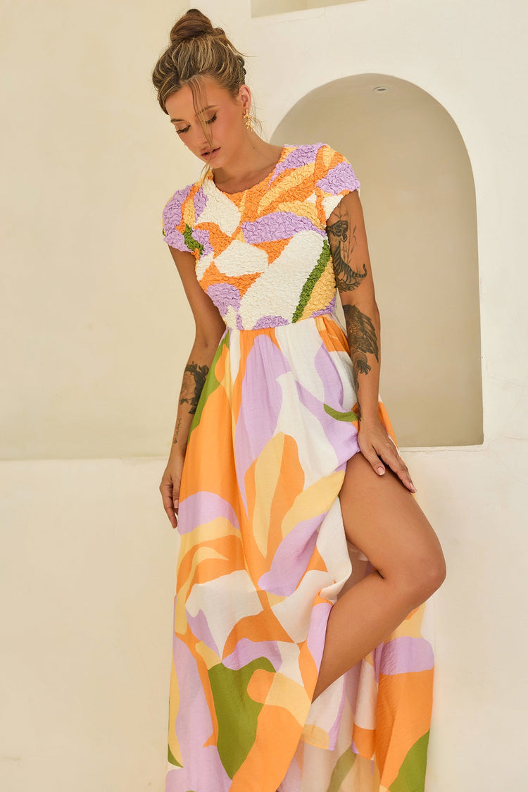 You For Me Woven Maxi Dress - Orange Multi for women