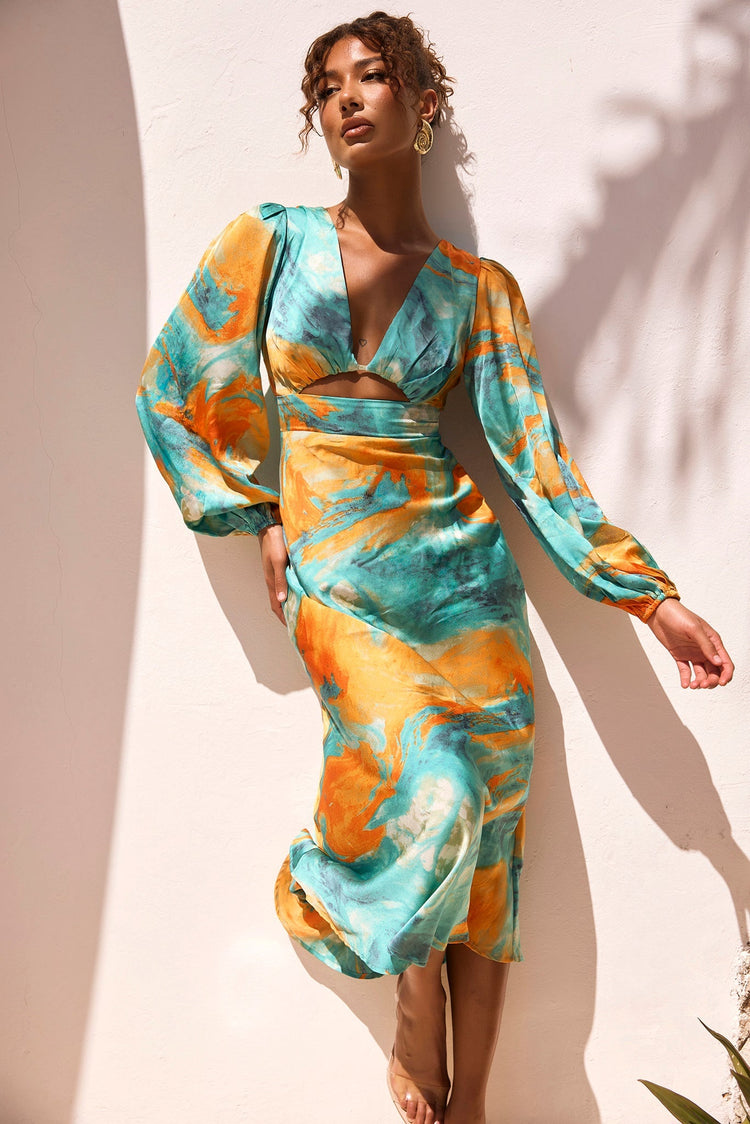 Young And In Love Midi Dress - Blue Multi for women