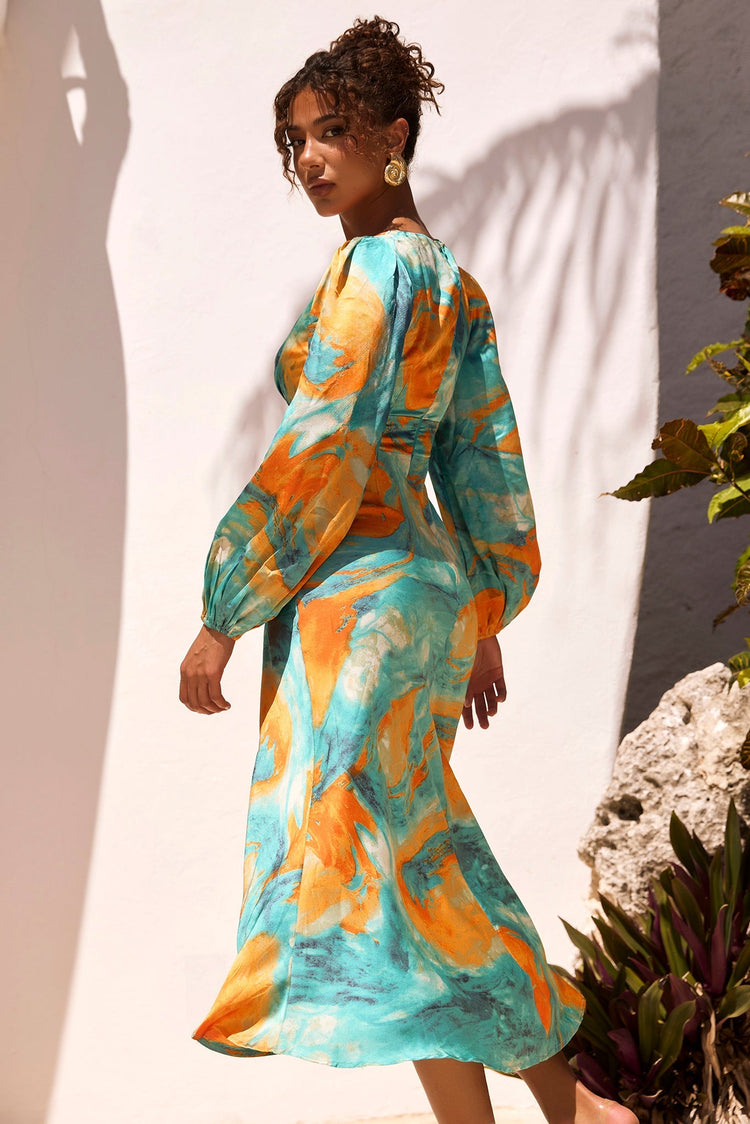 Young And In Love Midi Dress - Blue Multi for women